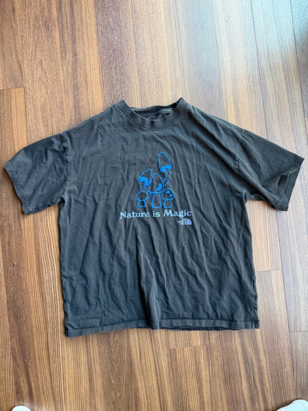 The North Face Black T‑Shirt with Blue Mushroom Graphic
